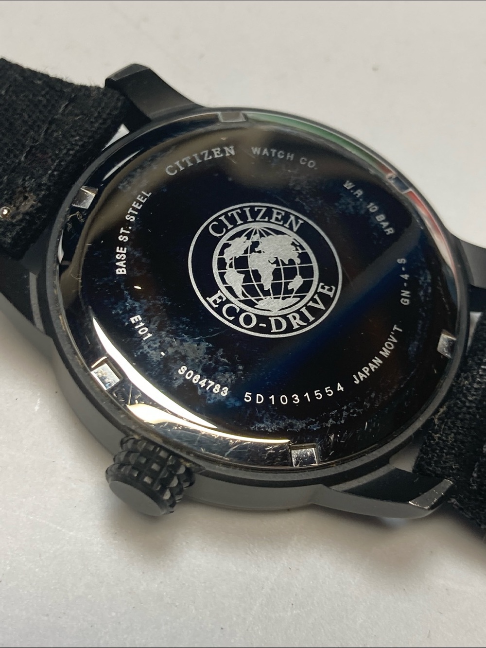 Citizen E101-S064783, eco drive, Blacked out Dial, Black Barton Canvas Strap - Picture 12 of 15